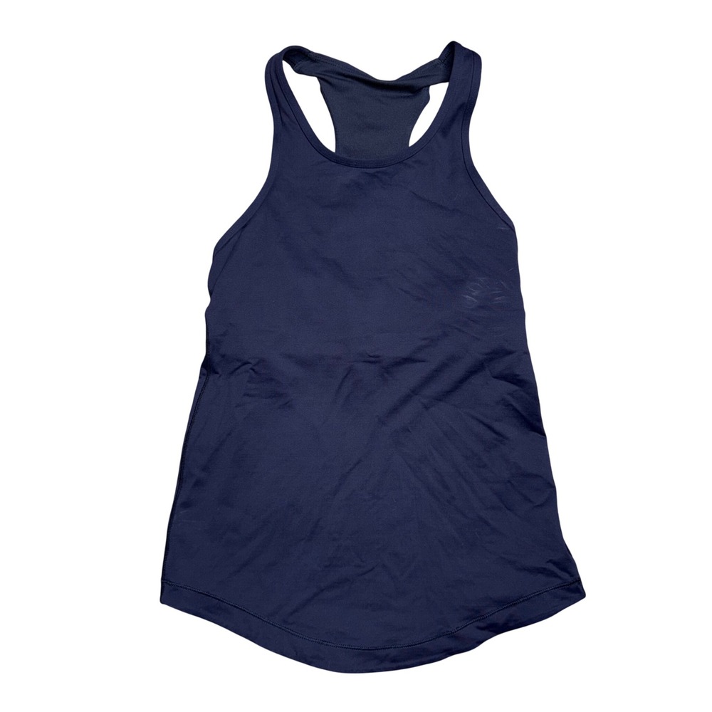 Lululemon Racerback Tank Top Womens 4 Navy Blue Excellent Built-in Bra Mesh Back